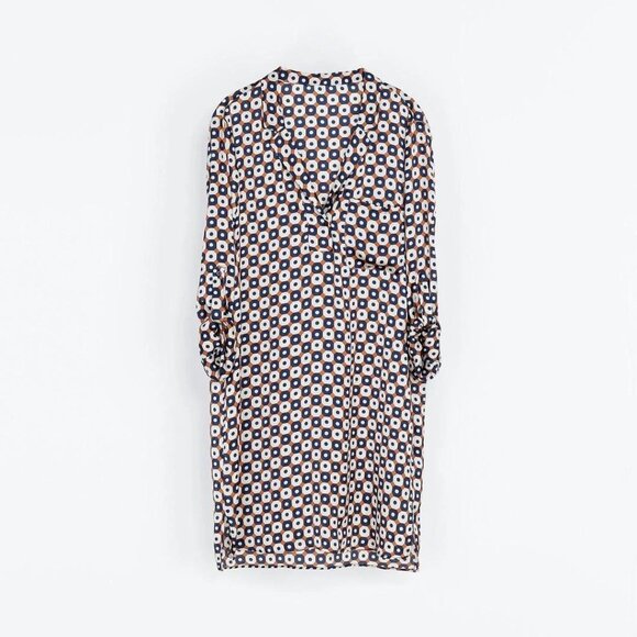 ZARA SILKY BLUE PRINT TUNIC DRESS NWOT XXL - Picture 1 of 15